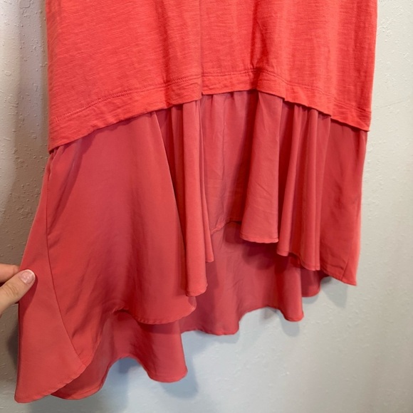 Anthropologie Postmark West End Peplum Tunic Tee High-low Top Solid in Coral - Picture 6 of 9